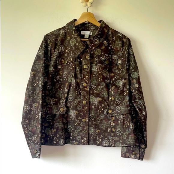 Christopher & Banks Jacket XL Brown Paisley Boho Print - Picture 3 of 7